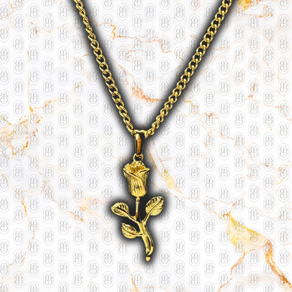 Rosa Dorada - Colgante Sólido Chapado en Oro 18K