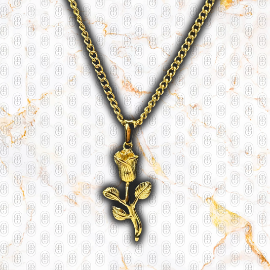 Rosa Dorada - Colgante Sólido Chapado en Oro 18K