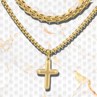 Twin Bless - Cadena Solida Chapada en Oro 18K