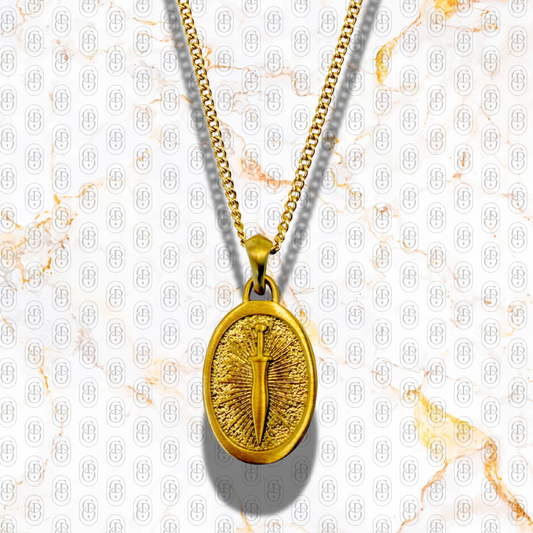 Daga Solar - Colgante Sólido Chapado en Oro 18k