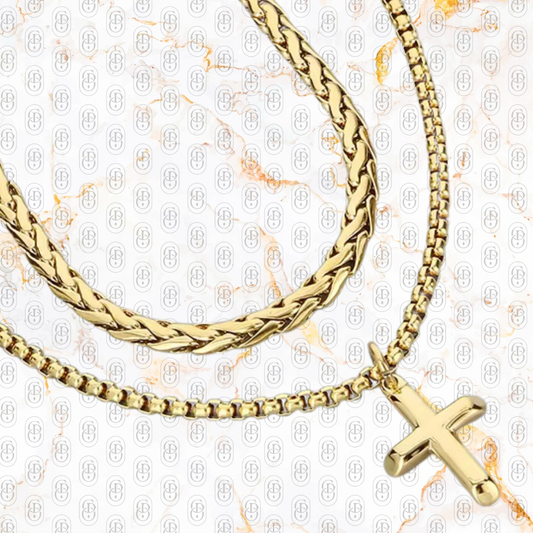 Twin Bless - Cadena Solida Chapada en Oro 18K