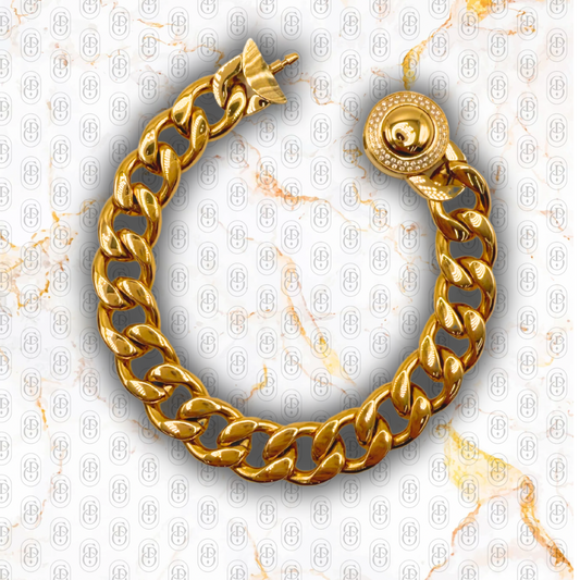 Padrino Lock - Brazalete Sólido Chapado en Oro 18K