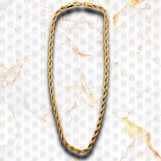 Rope Lux 6mm - Cadena Solida Chapada en Oro 18k