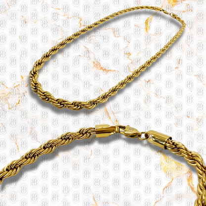 Rope Lux 6mm - Cadena Solida Chapada en Oro 18k