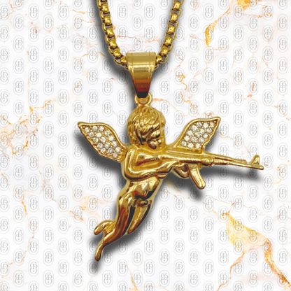 Scar Angel - Colgante Solido Chapado en Oro 18k