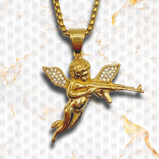 Scar Angel - Colgante Solido Chapado en Oro 18k