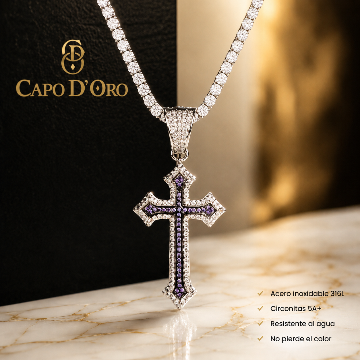 Sapphire Cross - COLGANTE SILVER