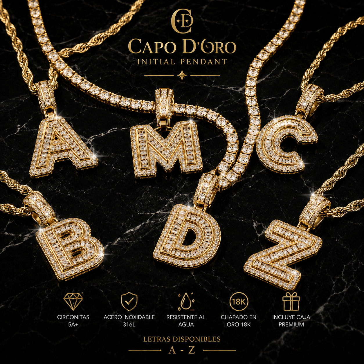 Capo D’Oro Initial Pendant - COLGANTE GOLD