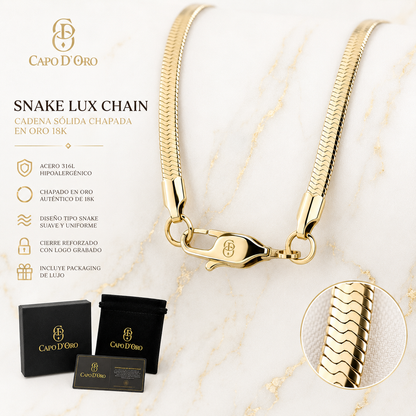 Snake Lux Chain 6mm - Cadena Sólida Chapada en Oro 18K