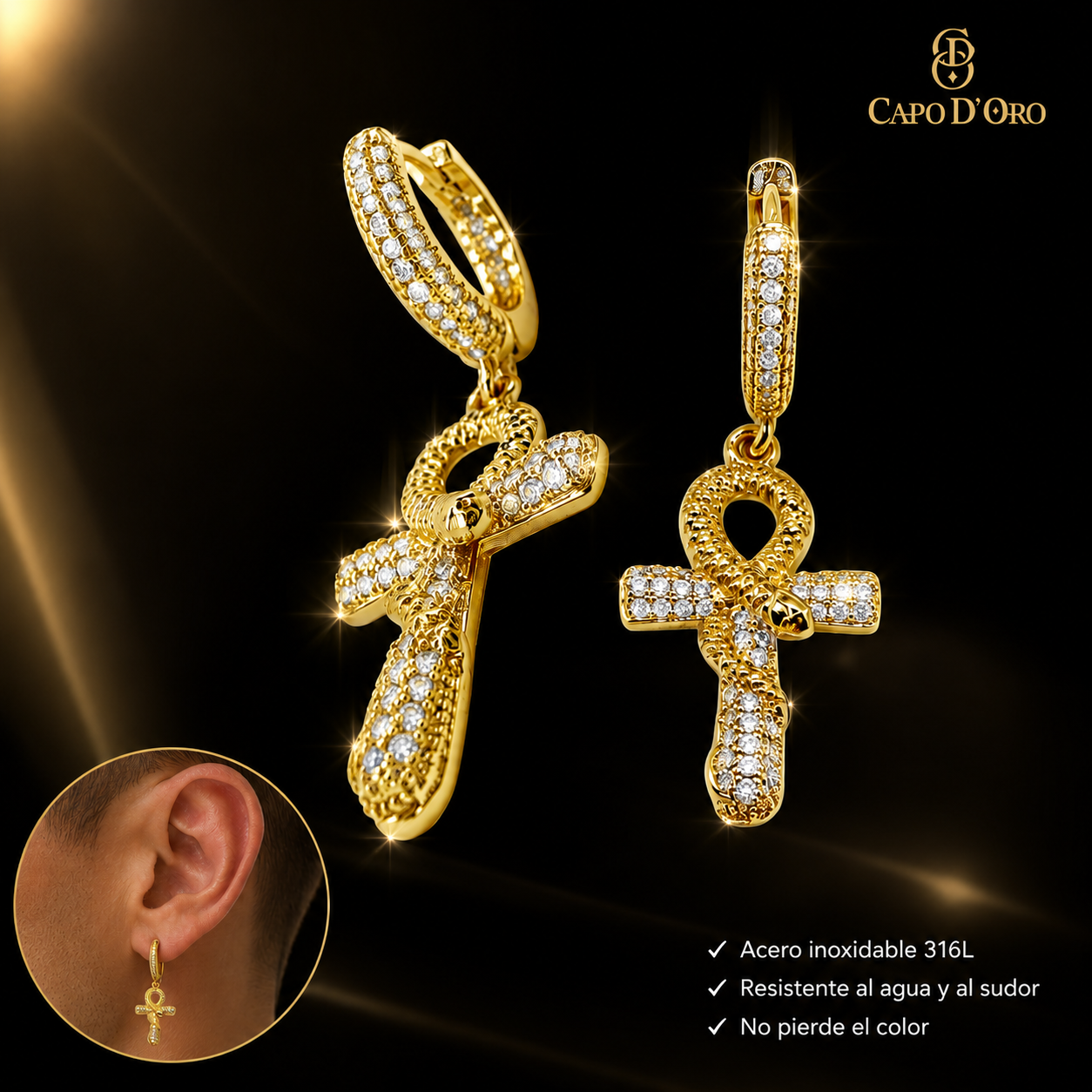 Capo Viper Ankh - PENDIENTES GOLD