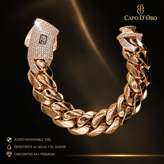 Royal Cuban Link - BRAZALETE ROSE GOLD 18 mm