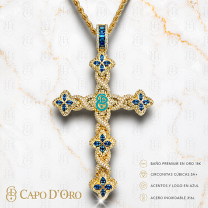 Croce Benedetta Gold Blue - COLGANTE