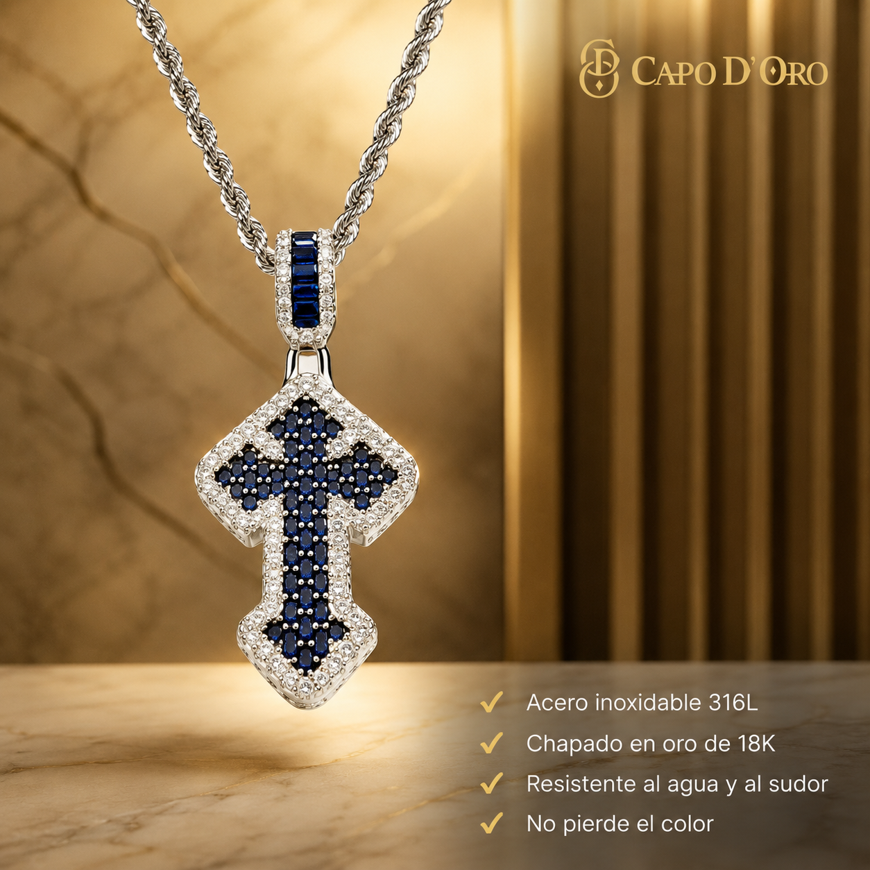 Croce Imperiale Blue - COLGANTE SILVER