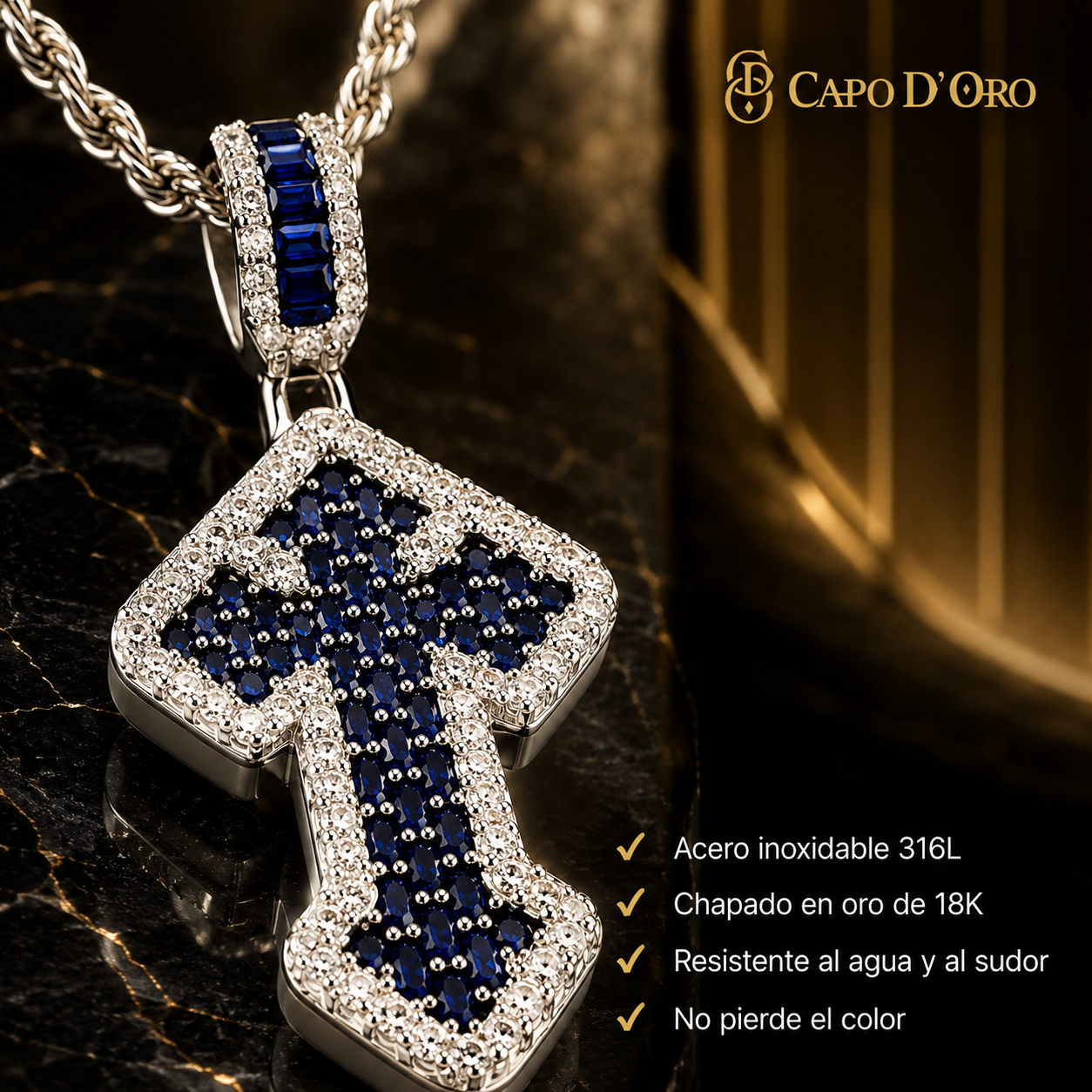 Croce Imperiale Blue - COLGANTE SILVER