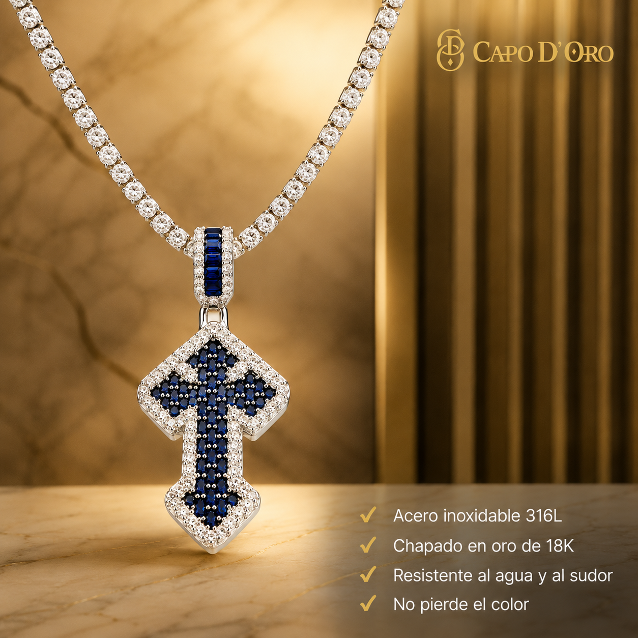 Croce Imperiale Blue - COLGANTE SILVER