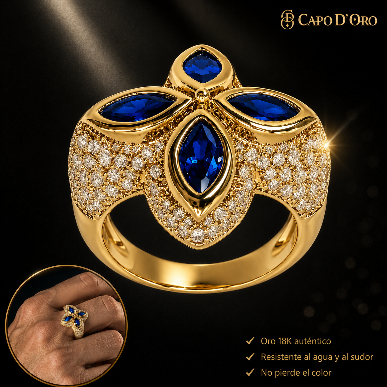 Lucky Royal Blue Sapphire - ANILLO GOLD