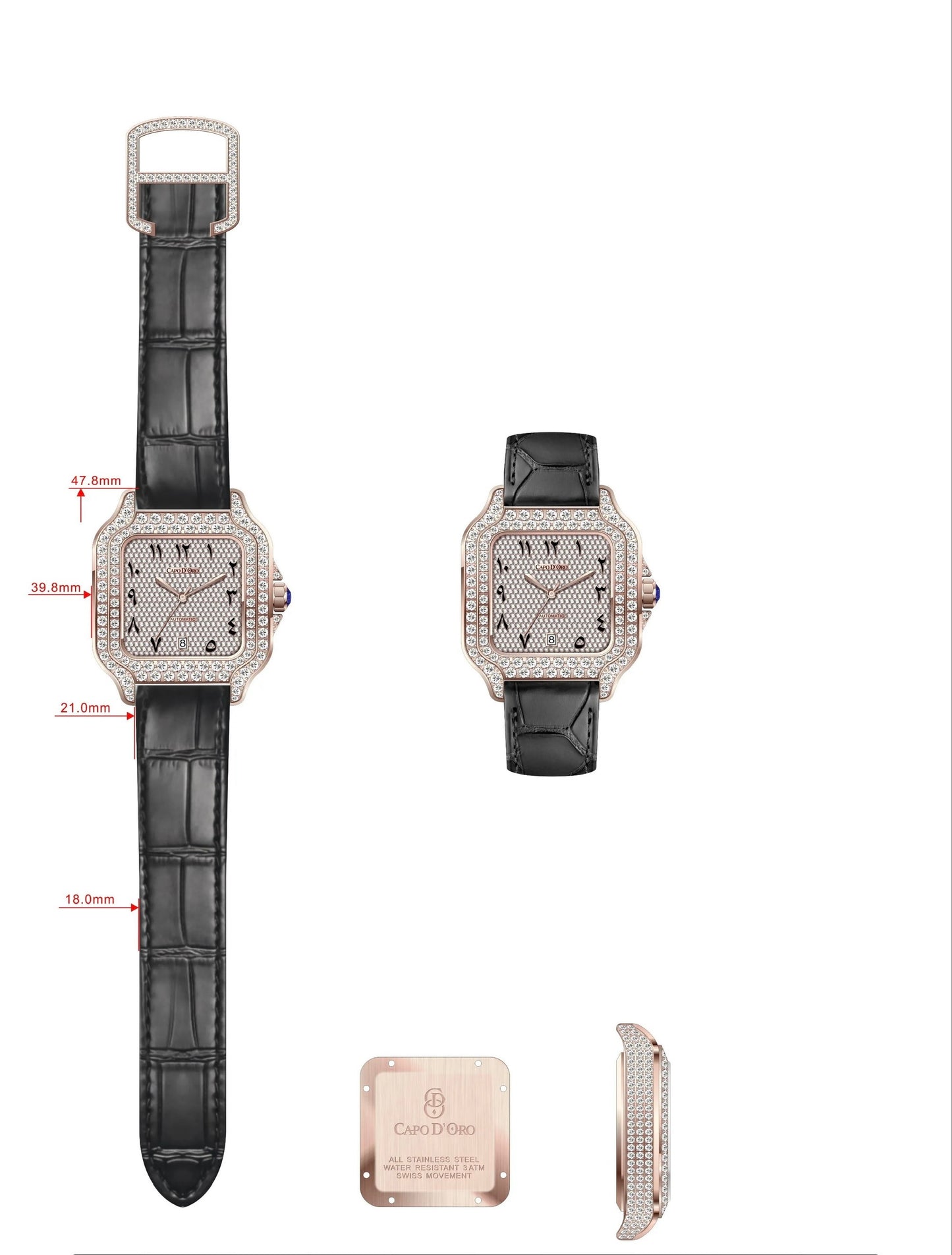 Reloj Capo Diamanto - Leather Edition Automatic (Moisanitas Certificadas)