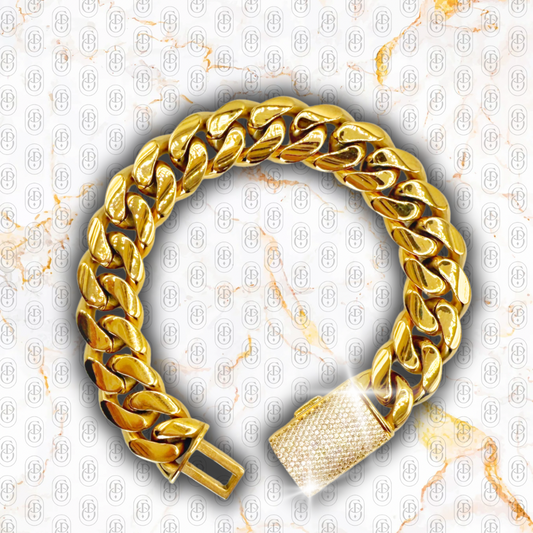 Cuban Premium Gold - BRAZALETE GOLD 14mm