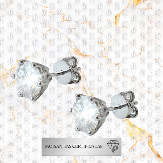 Classic White - PENDIENTES (Plata Ley 925/Moisanitas)