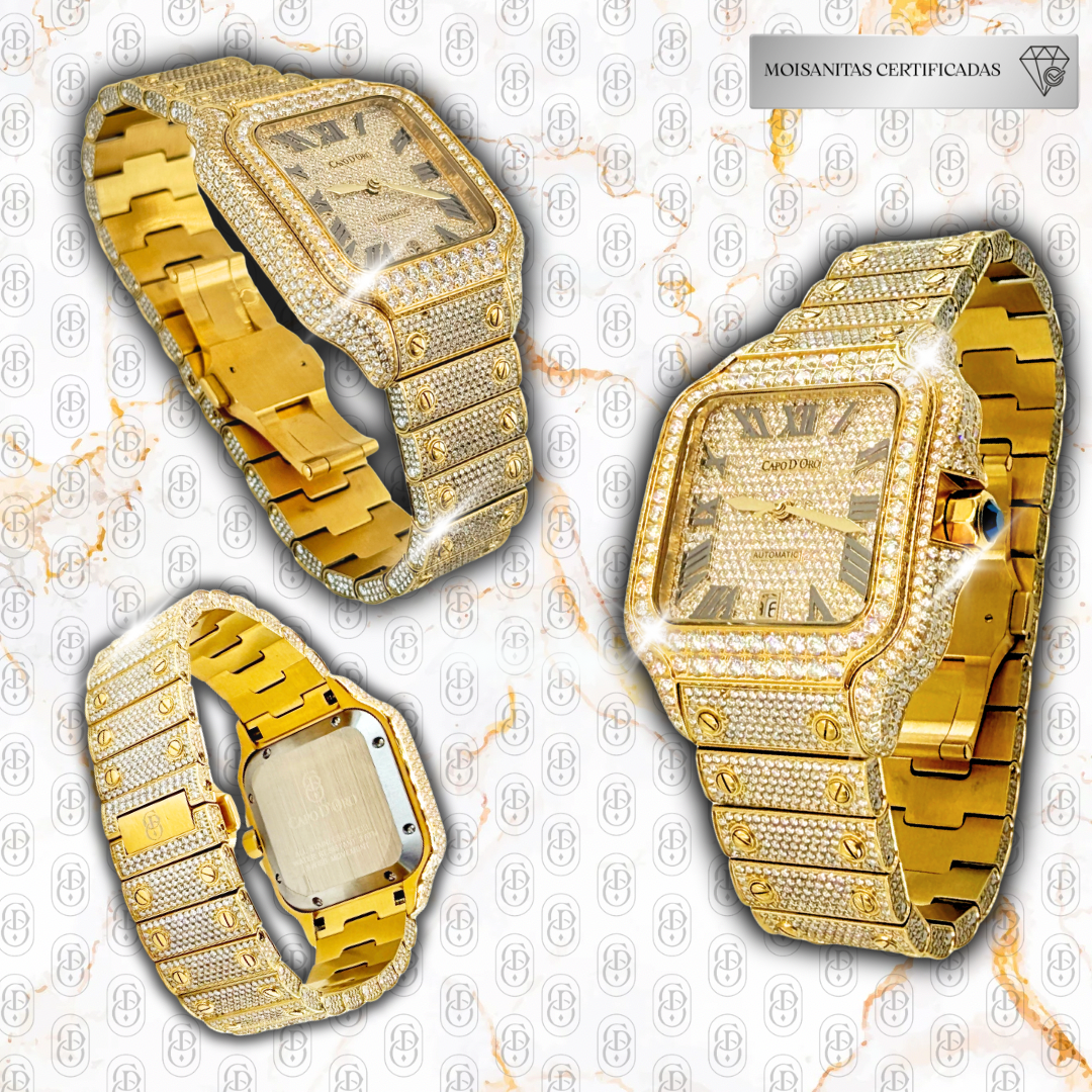 Reloj Diamanto Gold Automatic - (Moisanitas Certificadas)
