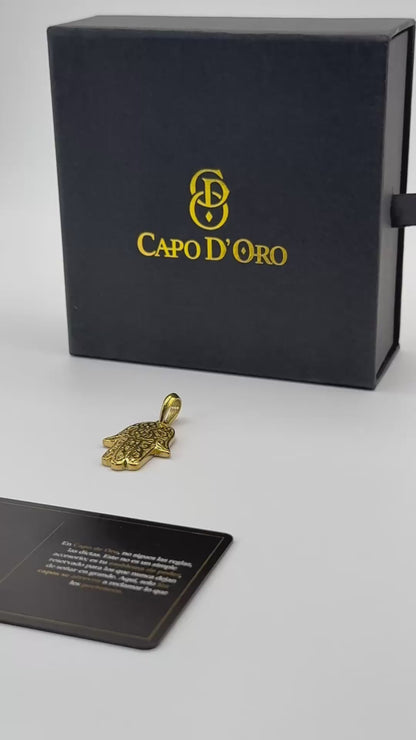 Hamsa Royale - Colgante Sólido Chapado en Oro 18K