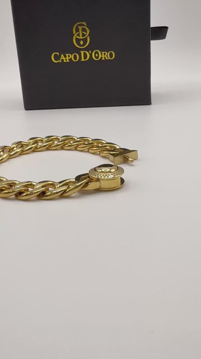 Padrino Lock - Brazalete Sólido Chapado en Oro 18K