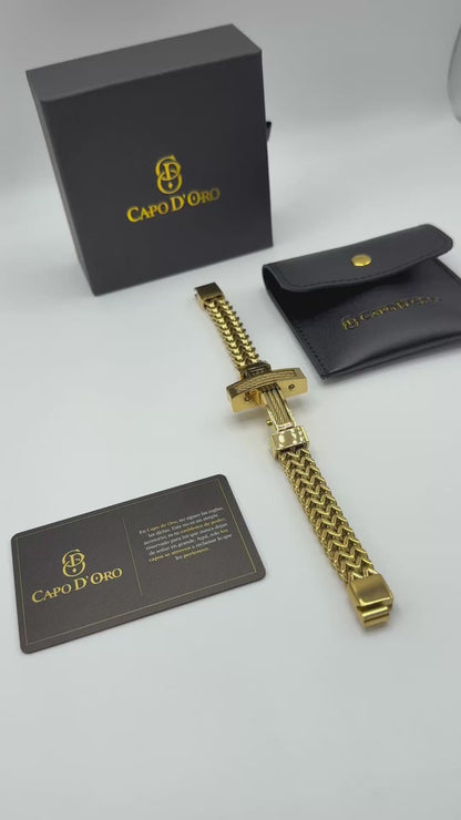 Croce Montana - Brazalete Sólido Chapado en Oro 18k