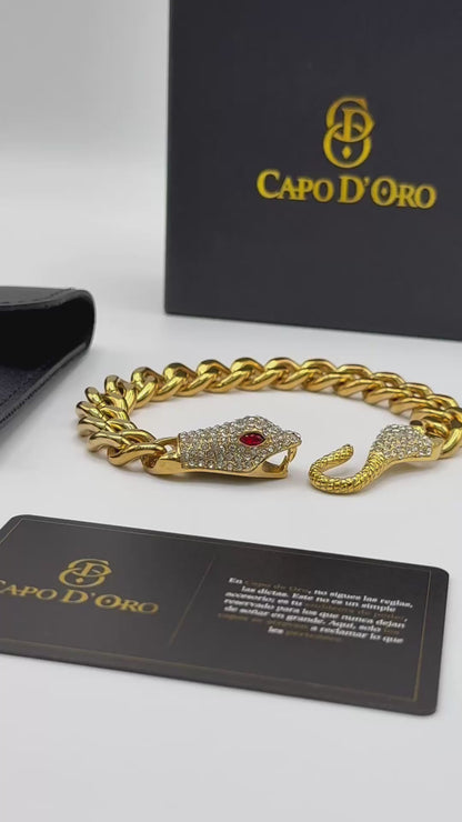 Veneno - Brazalete solido Chapado en oro 18k