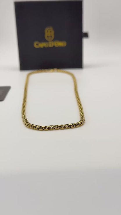 Box Lux 4mm - Cadena Sólida Chapada en Oro 18K