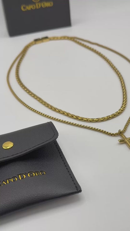 Twin Bless - Cadena Solida Chapada en Oro 18K