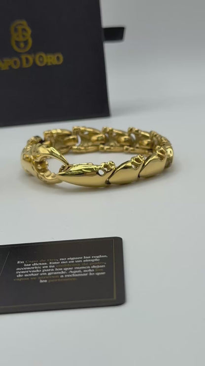 Golden Crab - Set Colgante y Brazalete Sólidos Chapado en Oro 18K