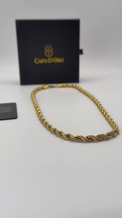 Rope Lux 6mm - Cadena Solida Chapada en Oro 18k