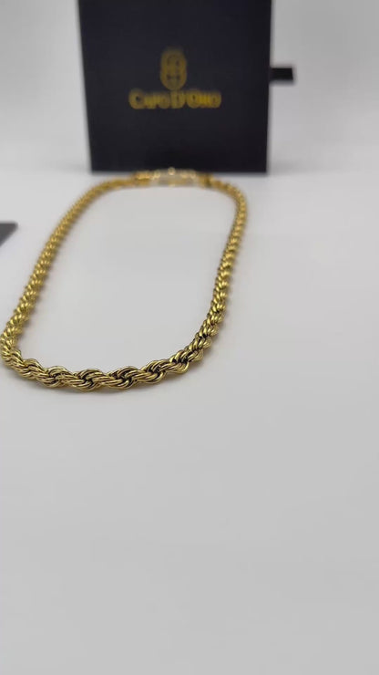 Rope Lux Diamond 6mm - Cadena Sólida Chapada en Oro 18K