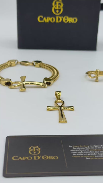 Ankh Royale - Set Cadena Brazalete Anillo Solido